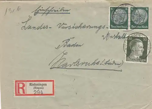 1943 Inscrivez-vous à Rielasingen, Hegau vers Karlsruhe