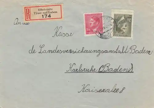 B&M: 2x Einscheiben Elbeteinitz, Turnau nach Karlsruhe 1942