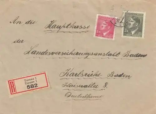 B&M: 2x Einscheiben Elbeteinitz, Turnau nach Karlsruhe 1942