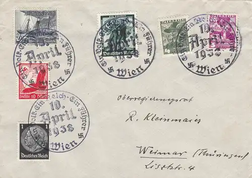 Brief 1938 Ein Volk ein Reich ein Führer, Wien, schöner Brief