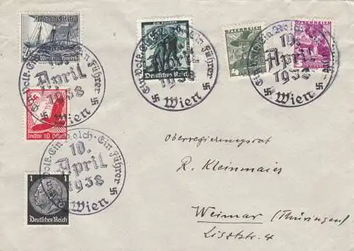 Lettre 1938 Un peuple un royaume un guide, Vienne, belle lettre