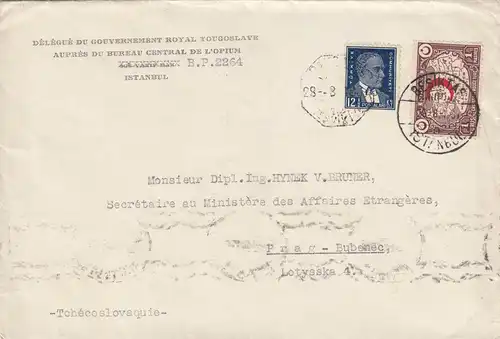 1937: Besiktas/Istanbul an Aussenministerium Prag, DPIUM, Büro,