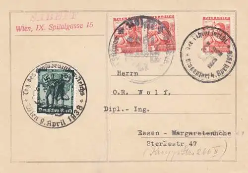 Sonderstempel Der Führer spricht, 1938 Klagenfurt nach Essen