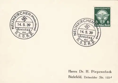 Sonderstempel Kreistag der NSDAP Neunkirchen/Niederdonau