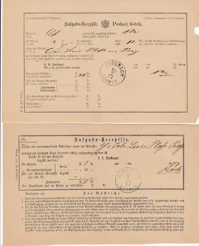 1876/77: 15x Rossbach/Böhmen, certificat de tâche, permis de travail