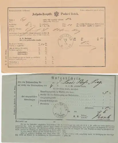 1876/77: 15x Rossbach/Böhmen, certificat de tâche, permis de travail