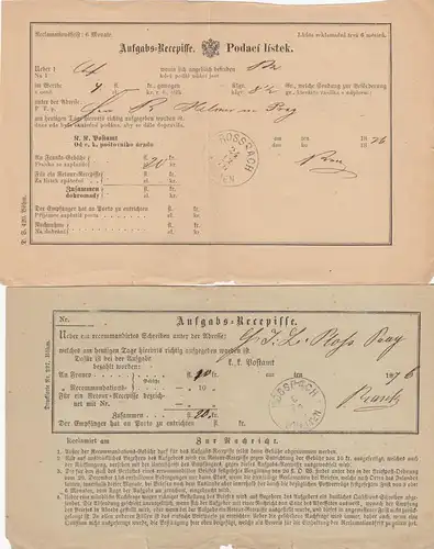 1876/77: 15x Rossbach/Böhmen, certificat de tâche, permis de travail