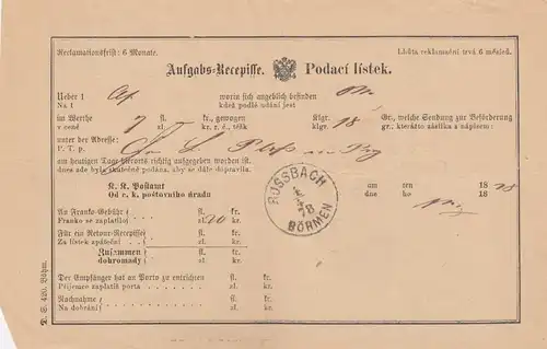 1876/77: 15x Rossbach/Böhmen, certificat de tâche, permis de travail