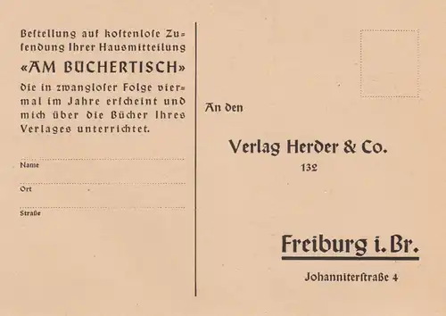 Ansichtskarte Tübinger Stiftskirche, Verlag am Büchertisch nach Freiburg