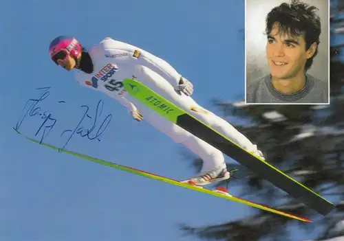Autogrammkarte Hansjörg Jäkle, Skispringer, Sonderstempel Laufenburg 1995