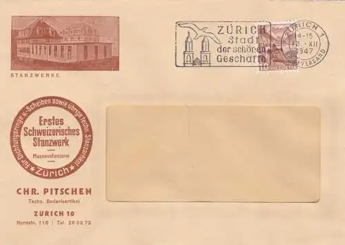 Brief 1947 Zürich, Stanzwerke, Dichtungen