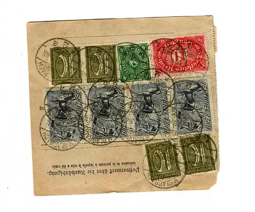 Carte de colis 1922 de M. Gladbach à Altstätten, St. Gallen