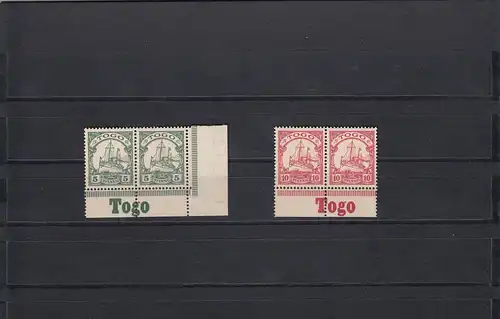 Togo: MiNr. 8-9, Unterrand mit Inschrift im Paar, postfrisch, **