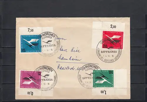 Bund: MiNr. 206II, auf Brief, Sonderstempel München, Eckrandmarken
