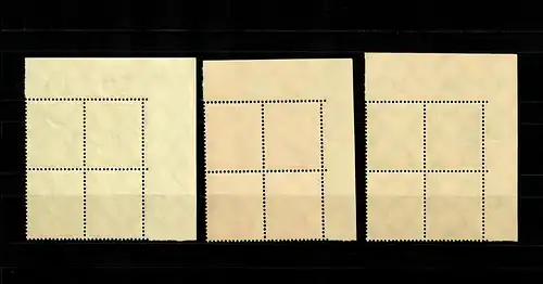 DR: MiNr. 372-374, postfrisch, **, Eckrand Viererblock VE1, Plattendruck
