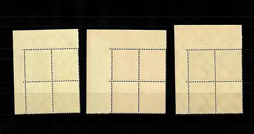 DR: MiNr. 372-374, postfrisch, **, Eckrand Viererblock VE2, Plattendruck