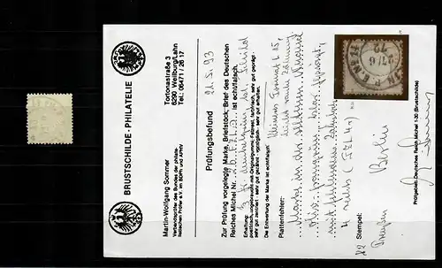 DR: MiNr. 17b, kleines Format L15, seltene Farbe, gestempelt, BPP geprüft