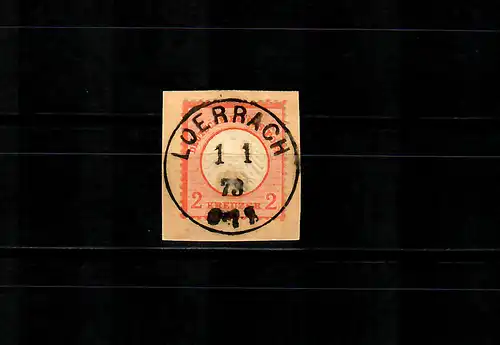 DR: MiNr. 8, gestempelt Loerrach 1.1.1873, Briefstück Luxus