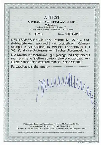 DR: Min° 27a-c, cacheté, résultat 2x BPP, 1x Cartographie Bpp