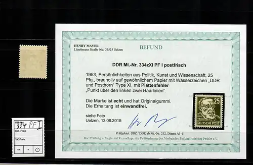 DDR Min. 334zXI, erreur de plaque I, frais, **