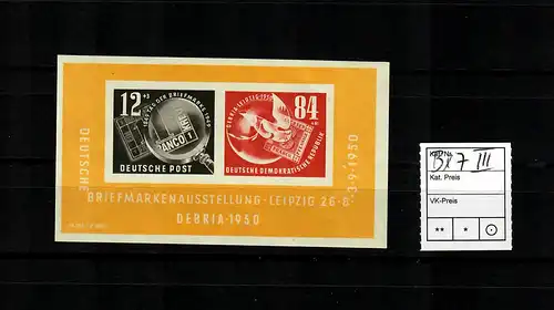 DDR MiNr. Block 7 III, postfrisch, **