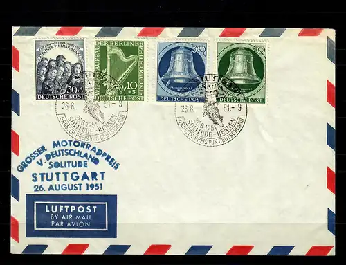 Berlin: Min. 72/73, 75-79, Spécial Stamp Solitude Course 1951, Courses de moto