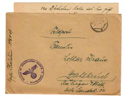 4 Lettres de poste de la Légionnaire, toutes avec contenu, 1942/43