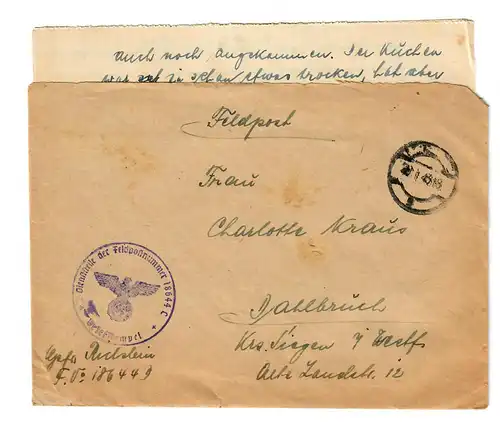 4 Feldpostbriefe von Legionärsausbilder, alle mit Inhalt, 1942/43