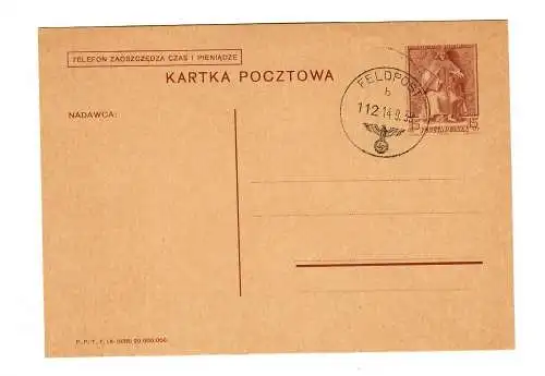 Feldpoststempel 14.9.39 auf poln. Beute-Ganzsache, Stempel noch im Polenfeldzug