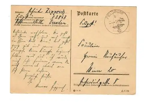 Premières lettres de terrain, 24.9.39, FPn° 02863 à Vienne