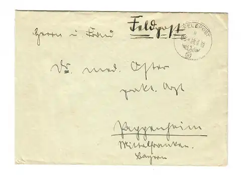 sehr frühe Feldpost, 08.09.39 mit FPNr. 03139 (Nowy Korczy und Szczucin)