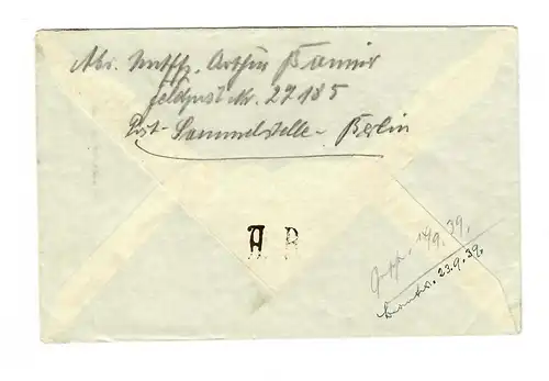 Premières lettres, 15.09.39 avec numéro de FP 27185, salle Siemiawa/Radomysl à Berlin
