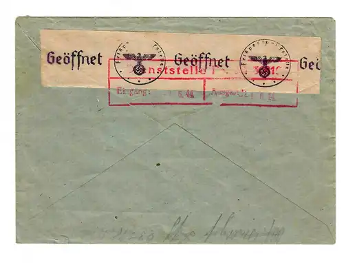 Post 31.5.44 Tarnopol FPn° 23298B, Censure Centre d'examen de la poste Pz.AOK 4,