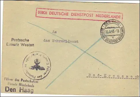 Durch Deutsche Dienstpost Niederlande -  - Führer des Postschutzes