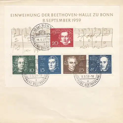 Beethoven-Block - Stempel Eröffnungfeier - FDC. schön