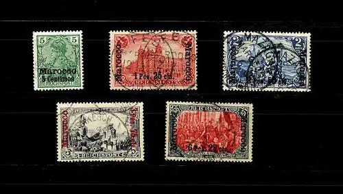 Dt. Post Marokko: MiNr. 8-19II, gestempelt, Höchstwert mit BPP Signatur