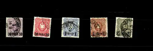 Dt. Post Türkei: MiNr. 1-5, gestempelt, Höchstwert geprüft