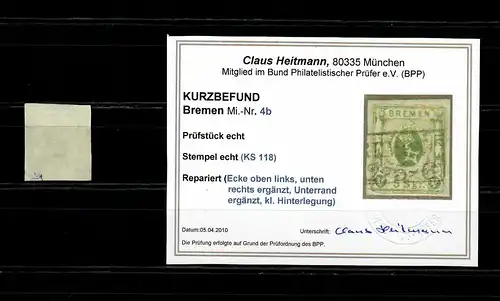 Brême: Min° 4b, cacheté, BPP résultat