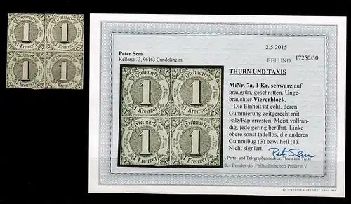 Thurn & Taxis: Min. 7a, bloc à quatre non utilisé, BPP résultats