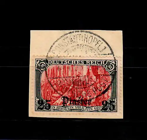 Dt. Post Türkei: MiNr. 35 auf Briefstück, gestempelt Constantinopel