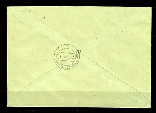 Württemberg: Einschreiben Ebingen 1949, MiNr. 40-43A nach Ingolstadt