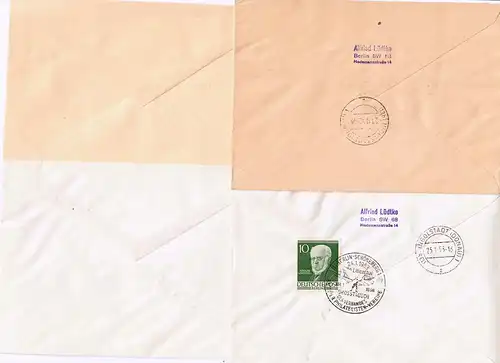 Berlin: Min. 91-100 FDC 8x, en partie recommandé 1952-53