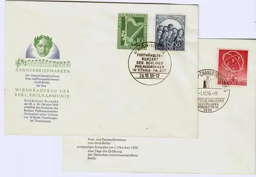 Berlin: MiNr. 71-73, kompletter Jahrgang 1950 als FDC