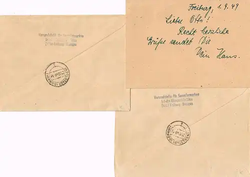 Baden: 3xEinschreiben Freiburg, und Postkarte mit MiNr. 50-57