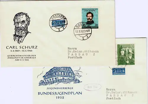 Bund: FDC MiNr. 153-155, Bundesjugendplan, Schurz