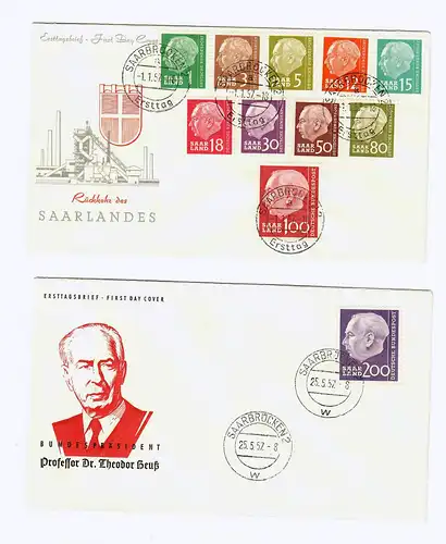 Saarland: MiNr. 380-399, 4x FDC Saarbrücken