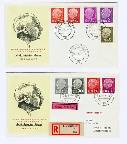 Saarland: MiNr. 380-399, 4x FDC Saarbrücken