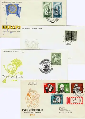 Confédération: Min. 227-248, millésime 1956 à 16x FDC, en partie recommandé