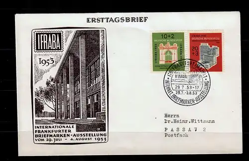 Confédération: Min. 171-172, FDC Frankfurt, IFRABA 1953