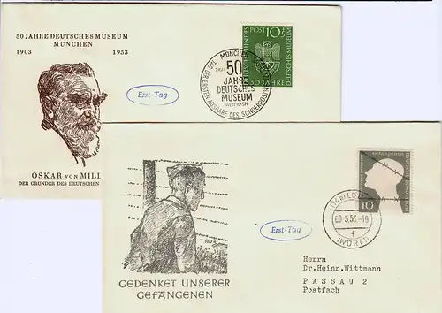 Confédération: MiN. 163,165,166, 3x FDC 1953